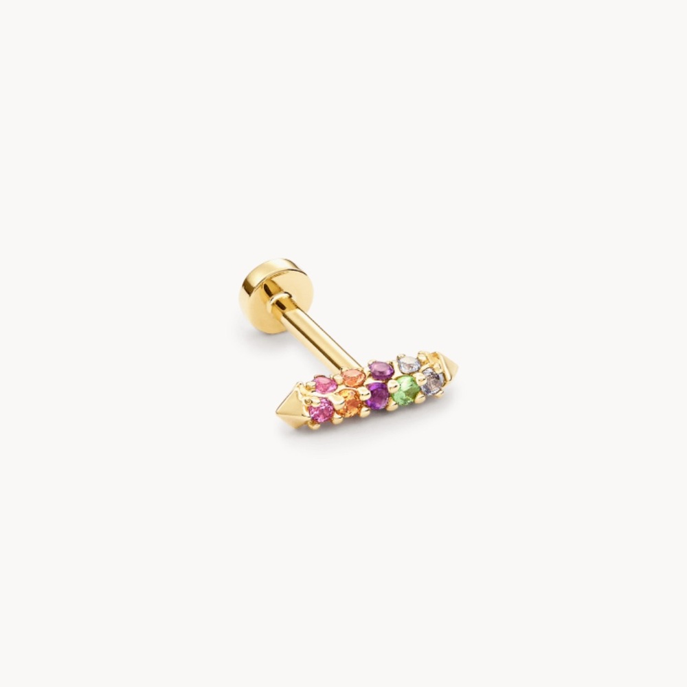 Remi 14k Yellow Gold Mini Single Stud Earring in Multicolor